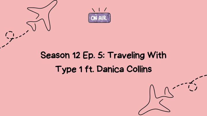 black text on a pink background with drawings of planes and an on air sign